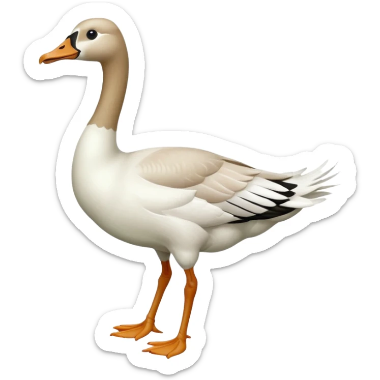 Emoji of a running goose with a very long neck and two legs. 🪿 is the reference. The goose looks like a white goose dyed green (#39C700), with neck, body, and wings all in that green color, not a duck. sticker