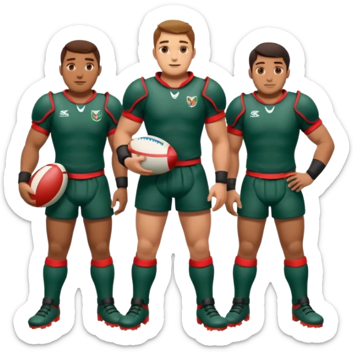 Batalla medieval protagonizada por jugadores y jugadoras de rugby con botas de rugby agarrando armamento y uno de ellos un balon sticker