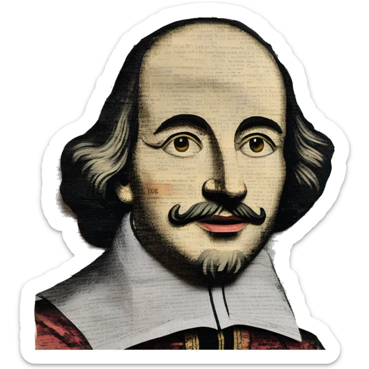 Shakespeare made of newspaper cuttings 420 roses flowers sticker