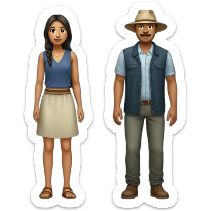 etnic man and etnic woman from australia full body sticker