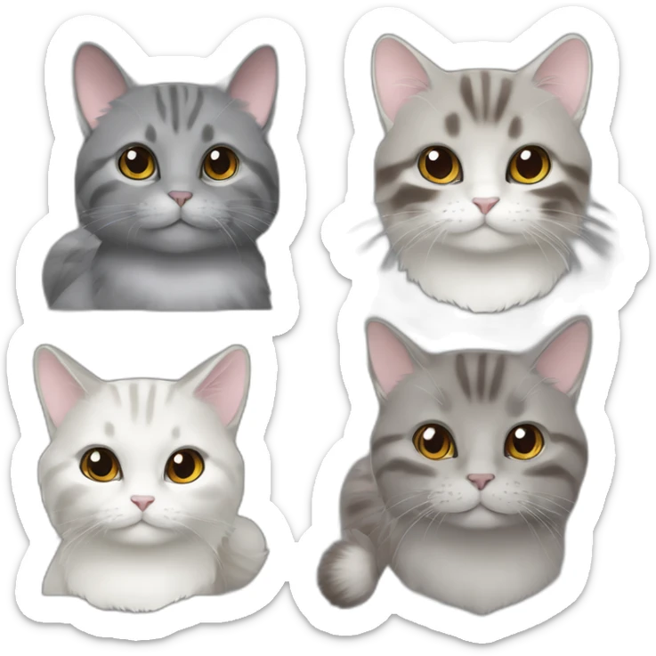one cat Chinchilla full brown long hair with one cat gray short hair sticker