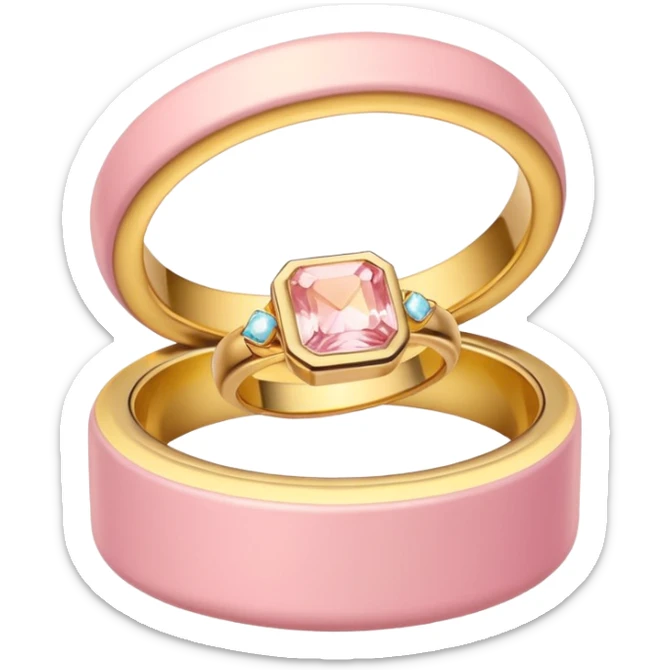 The ring in the box in soft pink, beige and yellow pastel colors sticker