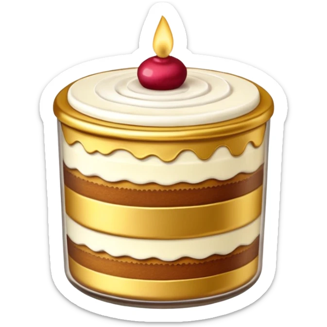 A layered small jar of cake that is gold outline black background ONLY GOLD  sticker