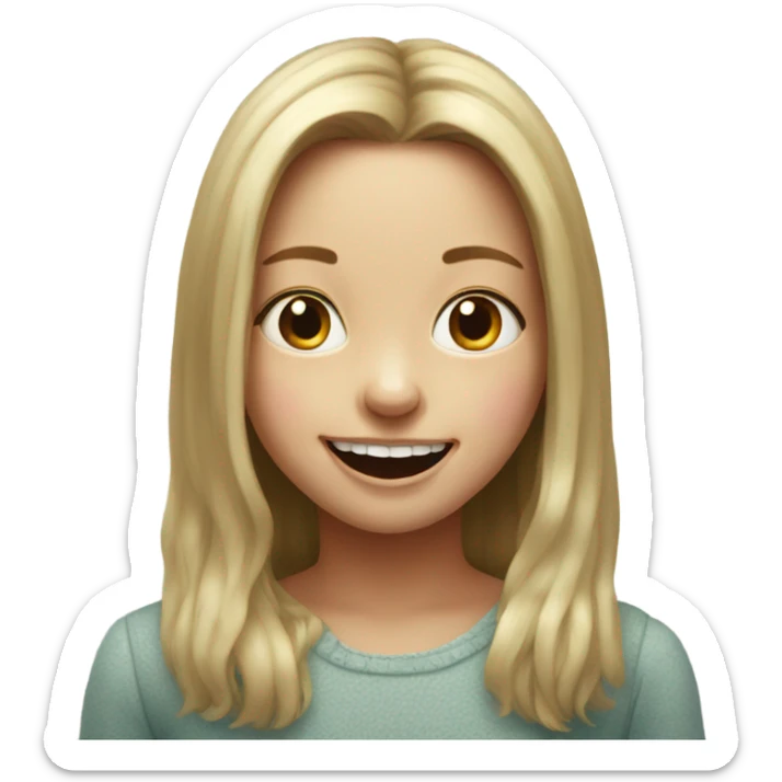 realistic indoor portrait of girl no teeth showing  sticker