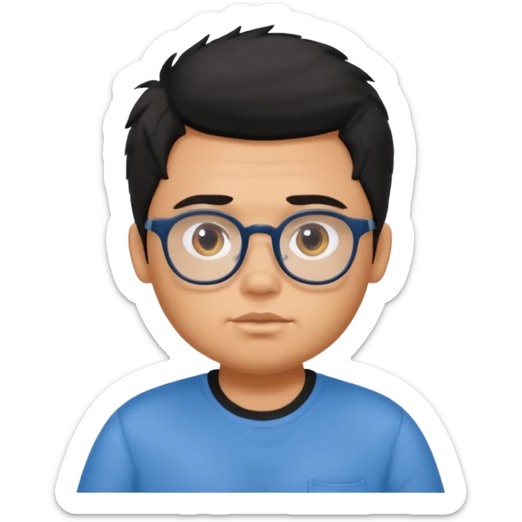 generate a pretty bratz boy with spectacles on, slightly fat, tan. Black hair messy sticker