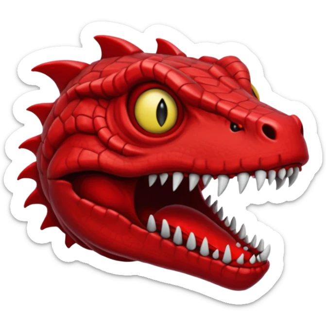 SCP-939 inspired cursed emoji, red reptilian creature, many teeth, unsettling, horror sticker
