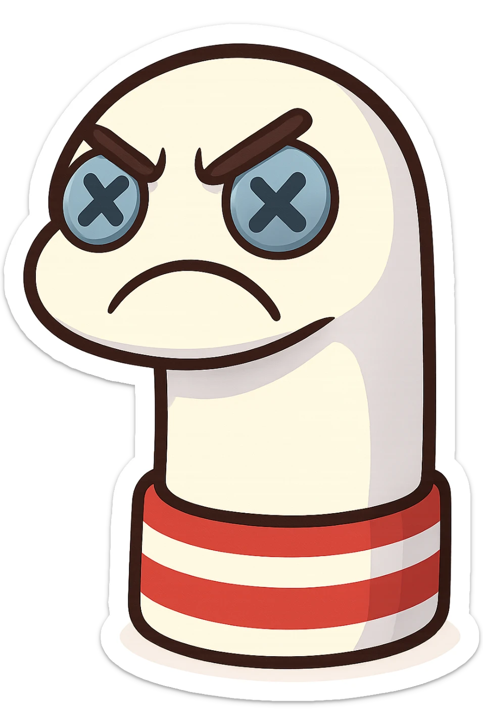 sock puppet with button eyes, angry sticker