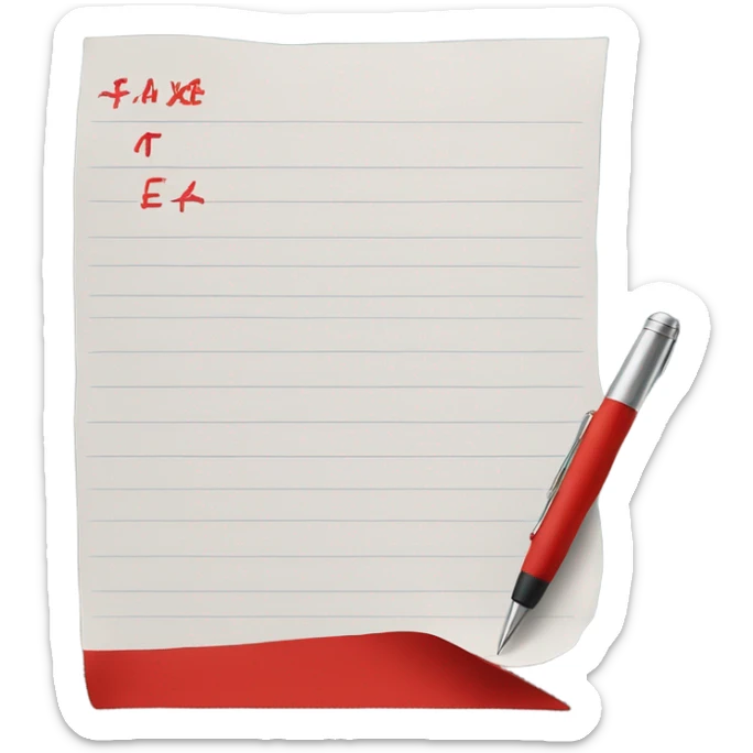 A piece of paper with a pen with a red inscription sanctions sticker