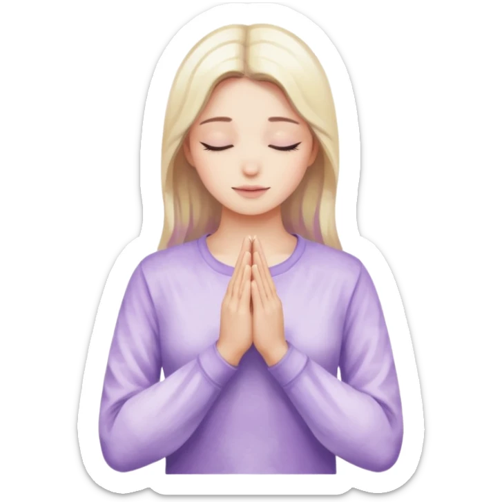 Hands in prayer in watercolor, sleeves in lilac color sticker