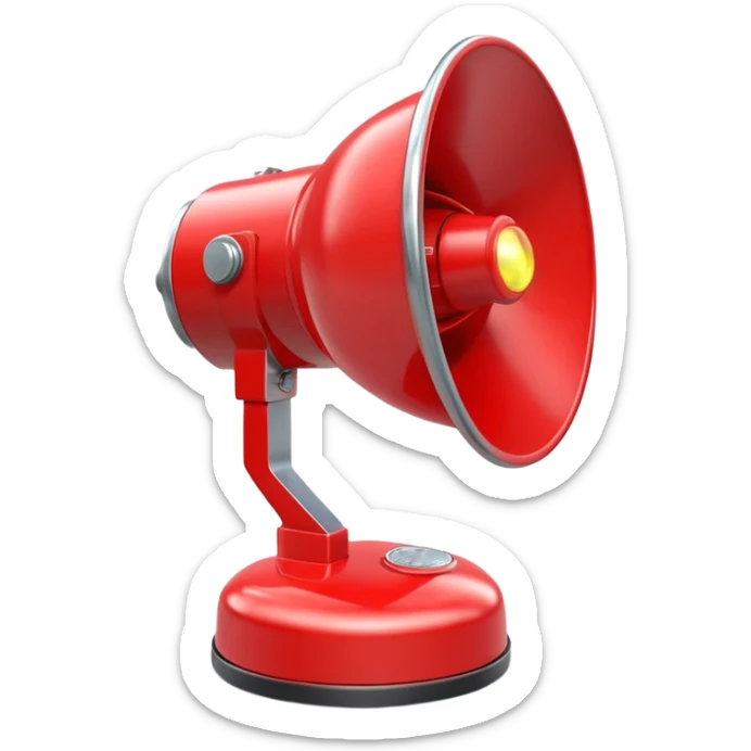 3D render of a red emergency siren light with a bright glow on top of a silver base, in Pixar-style, soft shadows, isolated on white background, professional but playful look

 sticker