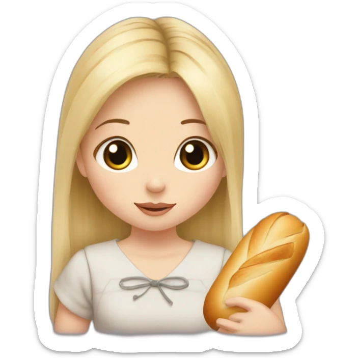 Bébé fille blonde avec baguette de pain et Totoro  sticker