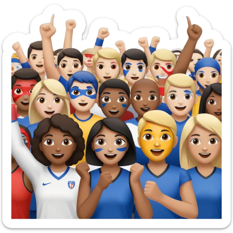 group of fans with painted faces, cheering at a sports event sticker