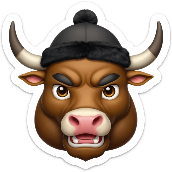 angry winter New Year's with black horns bull emoji sticker