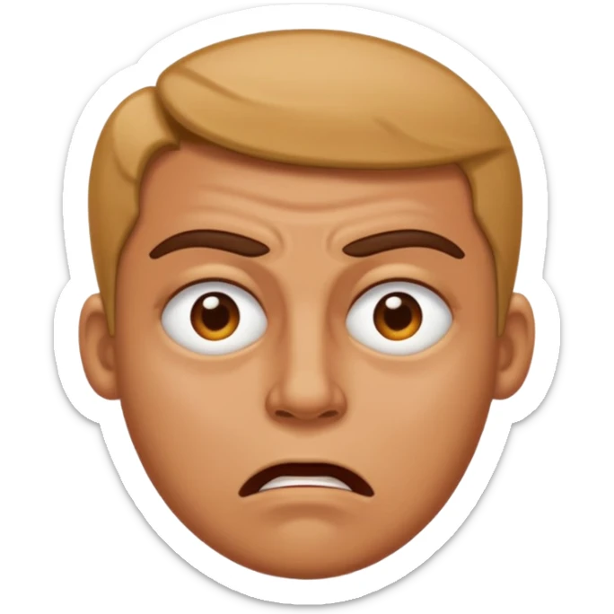 emoji-style face with narrowed eyes, a sighing mouth, and a look of both being mad and let down sticker