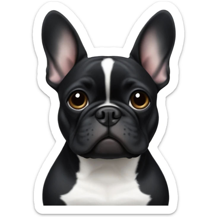 Black french bulldog with white cross on its neck sticker