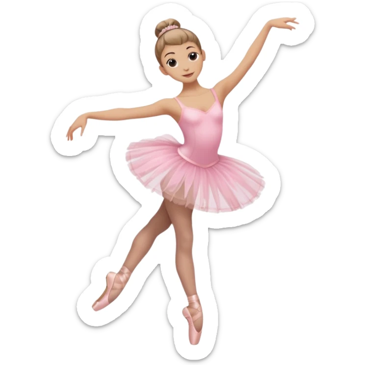 vorrei una ballerina sulle punte in pass e e possibilmente le emoji trasparente oppure anche colorata con il tutù rosa e lo chignon eccetera sticker