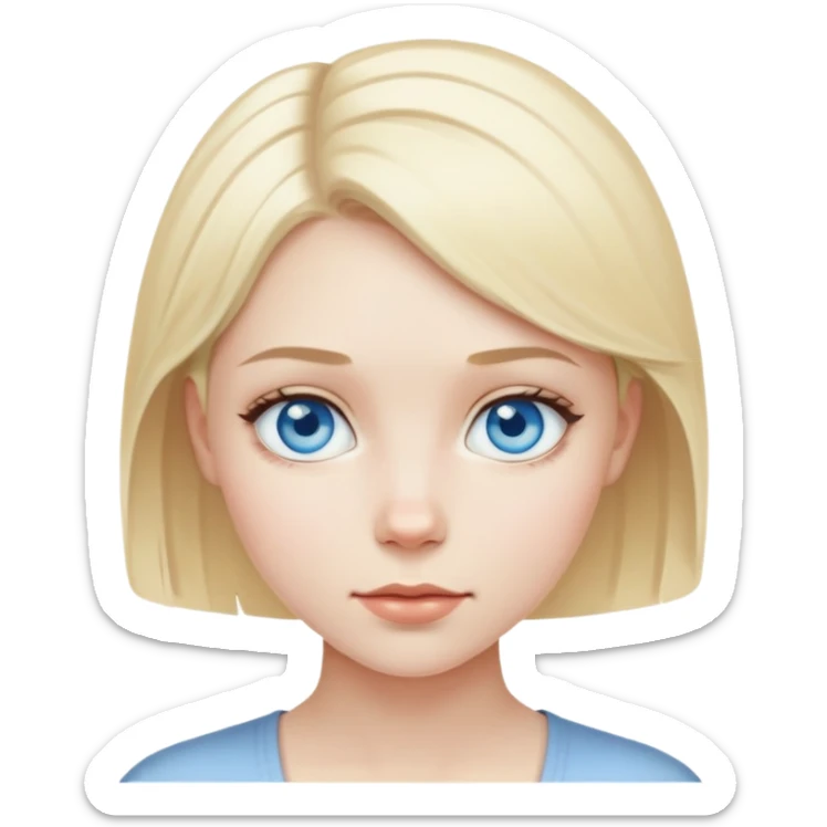 Pale girl with blue eyes and blonde short hair sticker
