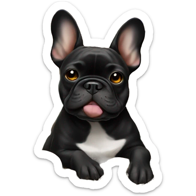 Black-and-tan French bulldog laying on gold coins sticker