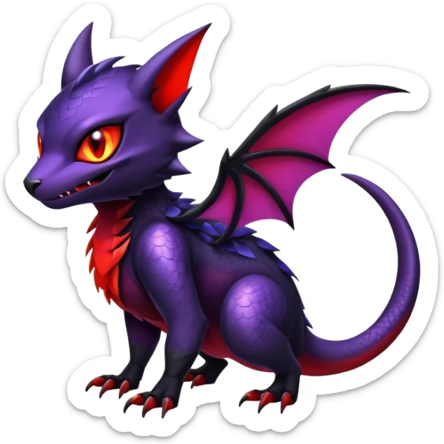 Shiny Epic Badass Edgy Dark Noibat-Salandit-Litten-Hybrid sticker