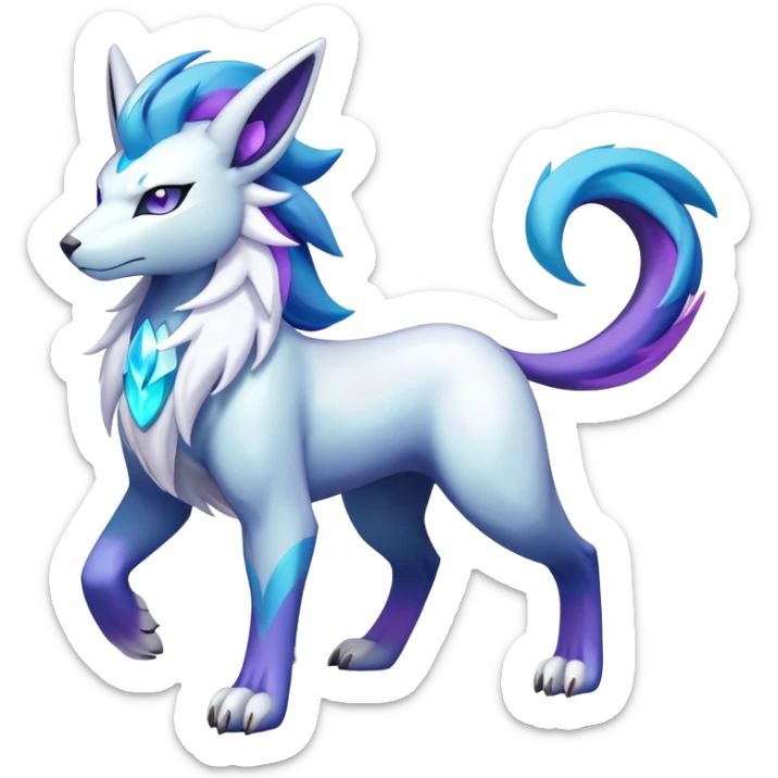 Shiny Colorful Iridescent Cobalion-Suicune-fakemon (full body) sticker