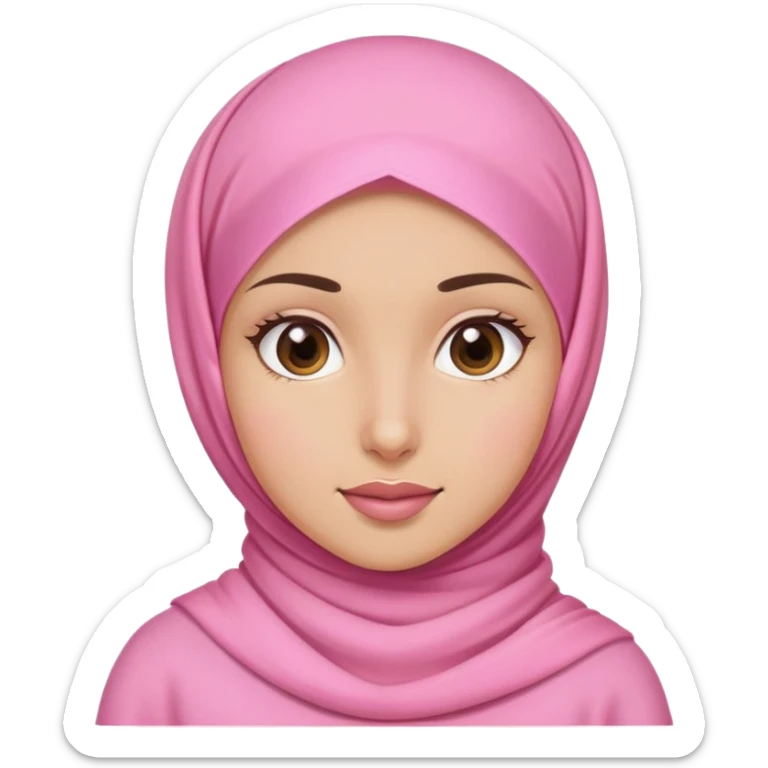 A girl with pink dress and pink hijab sticker