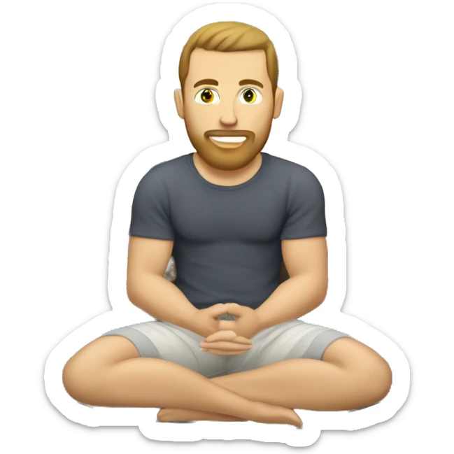 vacation in a circle with caucasian man  meditating at home laptop sticking out backpack sticker