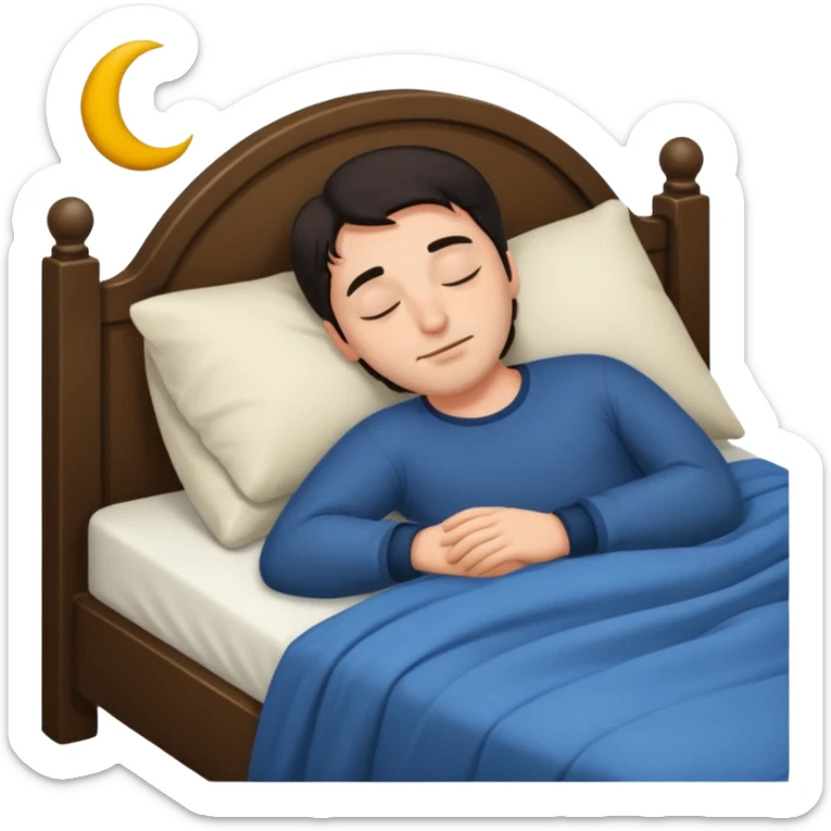 Rich man sleeping in a bed at night, dark hair, he is german very beautiful looks sticker