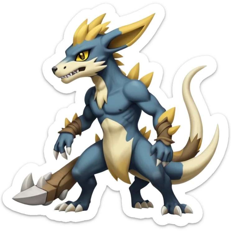 Manectric-Luxray-Cubone-Marowak-Draco-Fakémon-hybrid-creature (full body), 4 legs sticker