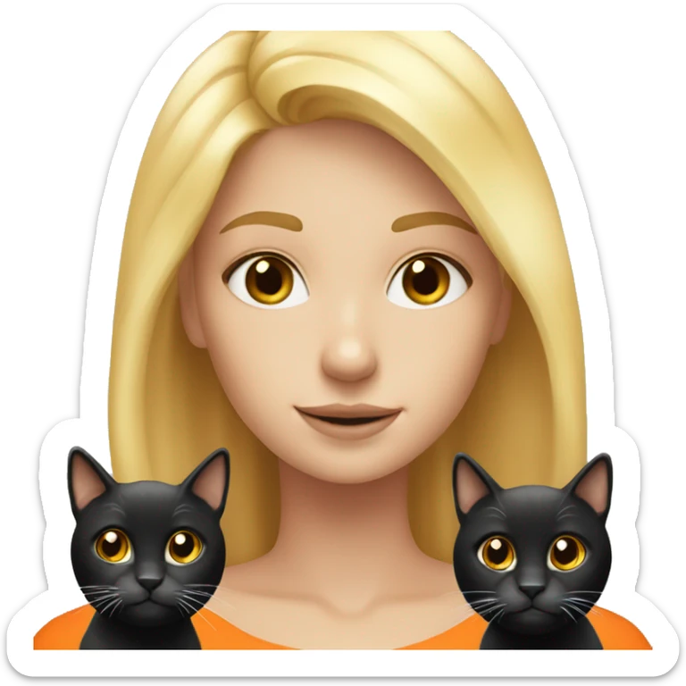 Blonde girl with 2 cats( one orange and the other Black and white) sticker