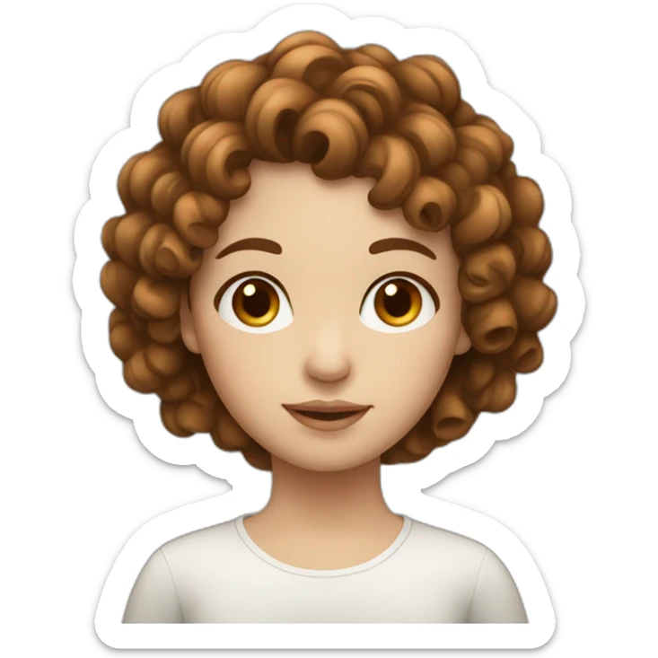 girl whit brown curly hair and white skin sticker