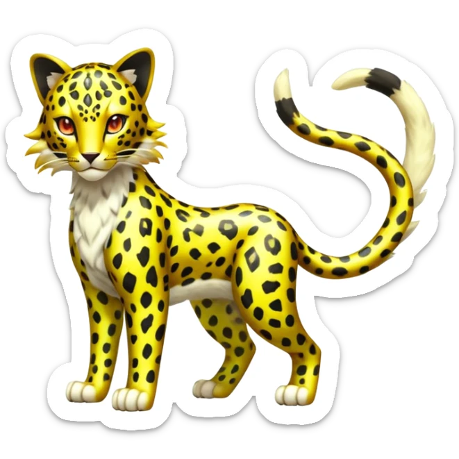 Shiny Elemental Exotic Colorful Epic Cool Tropical Liepard-Delcatty-Pokémon-Fakémon-hybrid-creature (full body) sticker