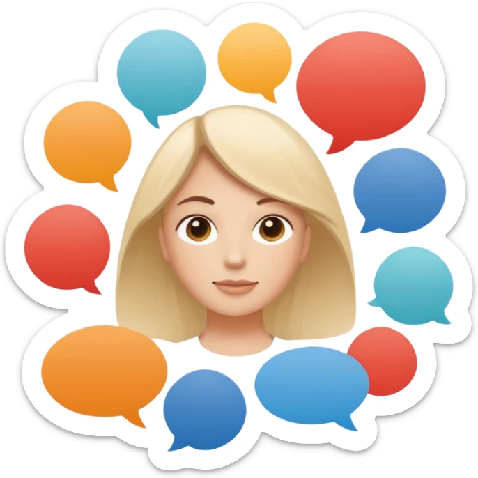 Make me an emoji for an app. The emoji is to highlight "social", "Real people", Reviews, trust, and brand recognition  - Should be circles in a flattened style.

Think favicons like reddit (don't use real favicons) and limit to 3 sticker
