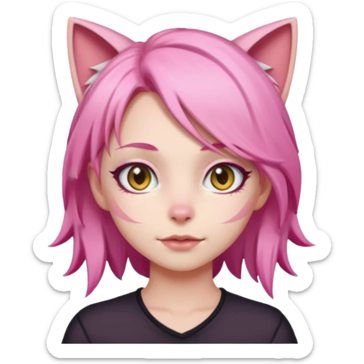 Naked anime catgirl with pink hair  sticker