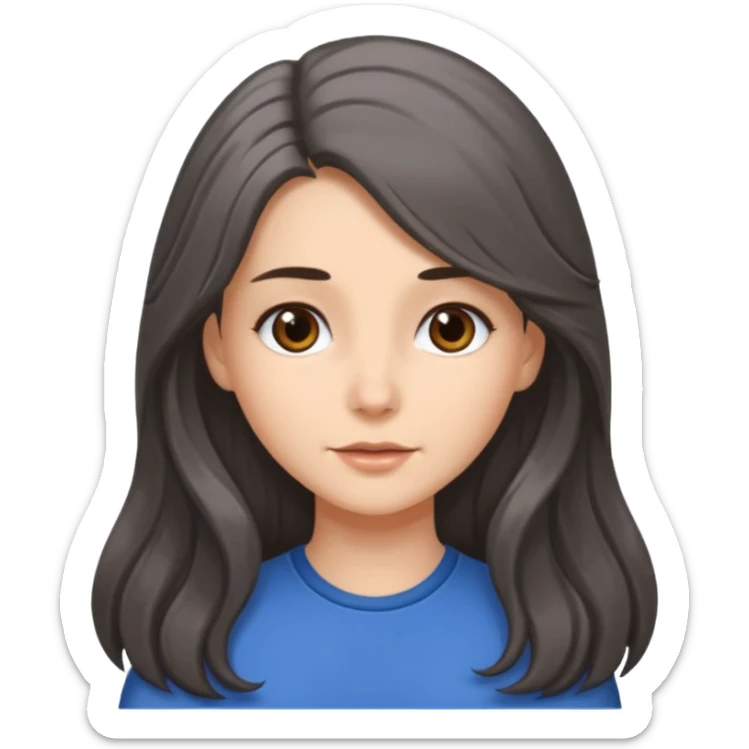 brunette girl long hair with more gray hairs sticker