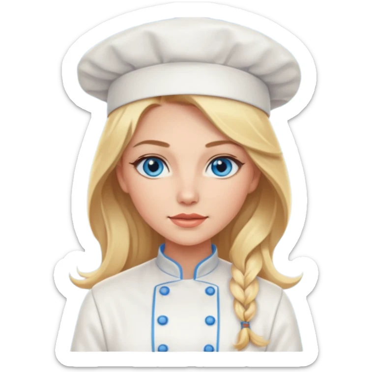 Sexy Long Blonde hair blue eyed female chef sticker