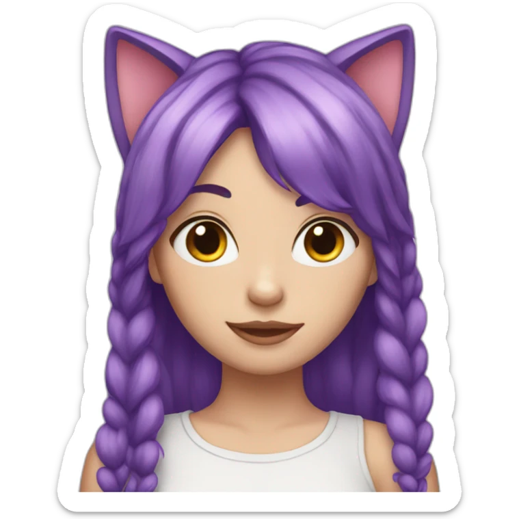 white girl with purple hair and cat ears sticker