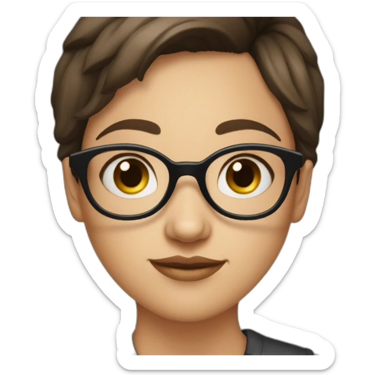 A girl with short brunette hair with a big triangular nose, big eyes and spectacles  sticker