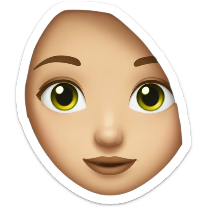 girl with brown straight long hair, big green eyes, plump lips sticker