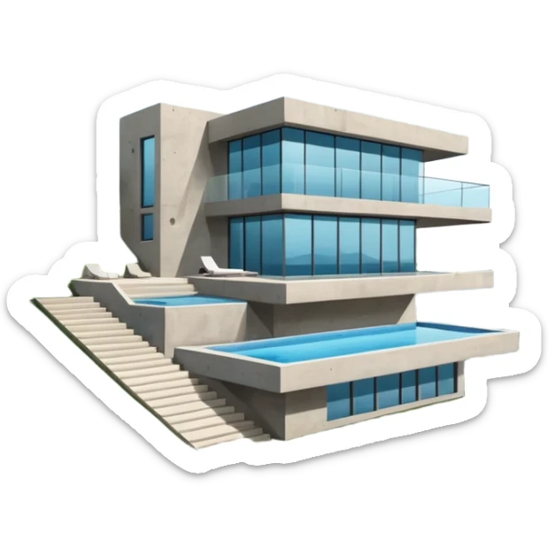 modern house on the hill, with a pool ON THE HILL WITH VIEW AT THE CITY sticker