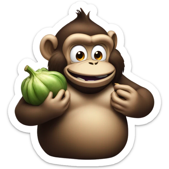 Big fat monkey eating a very big healthy eggplant putting it in his gullet and slobbering all over because it’s so healthy  sticker