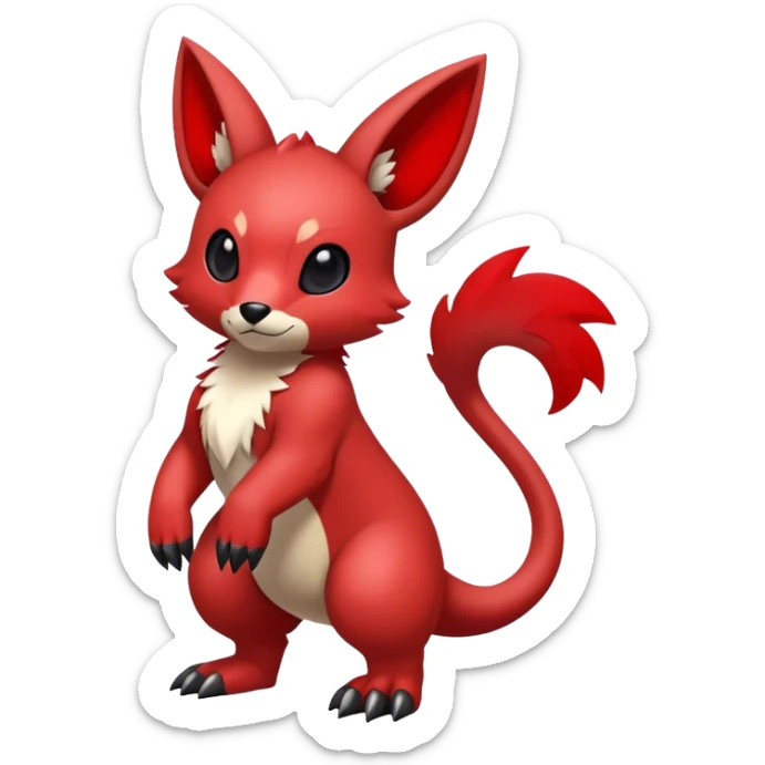 Cute cool black red animal hybrid Fakemon full body sticker