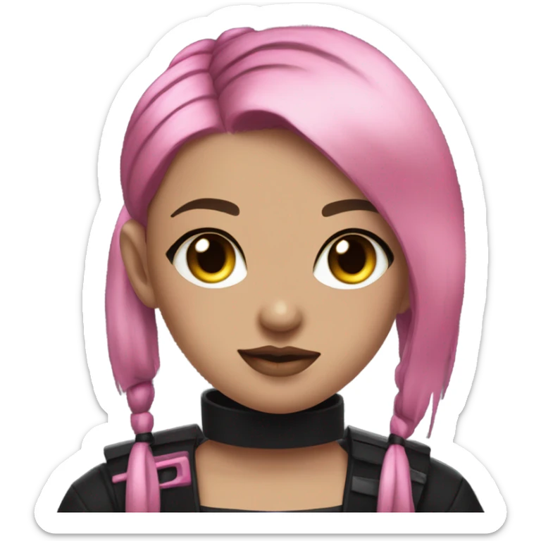 cyberpunk girl, pink twintails, black collar, black crop top sticker