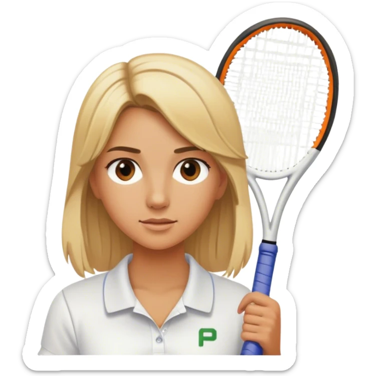 Tennis girl blond hair with P on shirt sticker