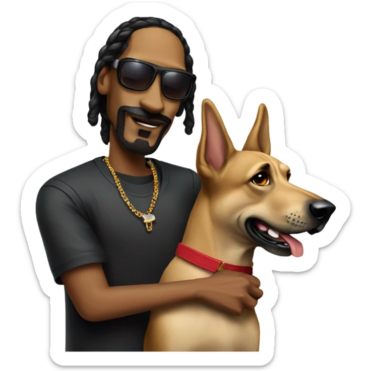 Snoop dog the rapper with a German Shepard mile high club sticker