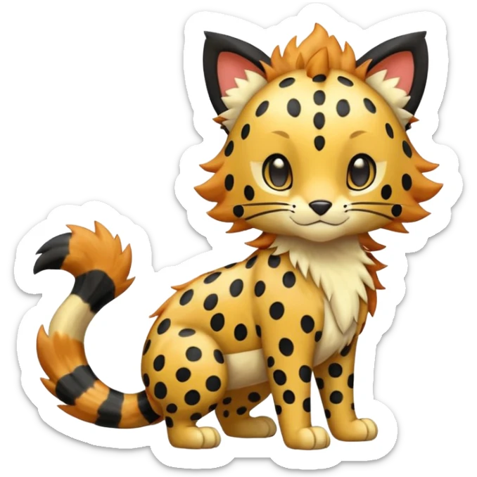 Glossy Sparkly Gembonded Spotty Stripy Hairy Floofy-Poofy Liepard-Linoone-Litten-Pokémon-fusion-creature (full body) sticker