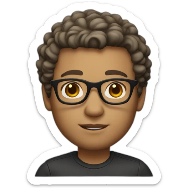Memoji, male, light skin, short curly hair, glasses sticker