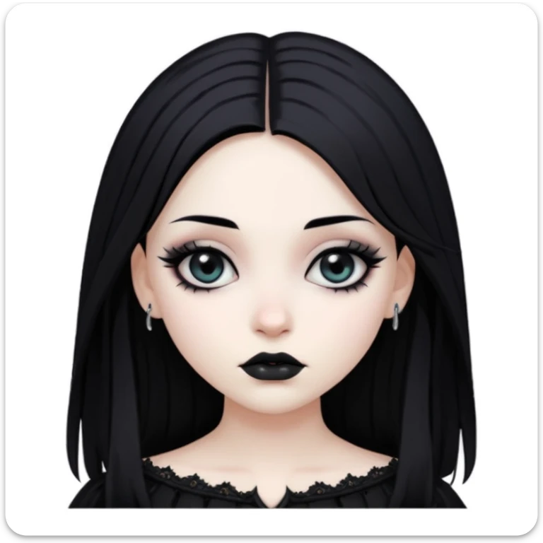 a slightly dark-haired girl in the Gothic style with black hair  sticker