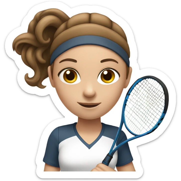 A white girl but with brown hair playing tennis sticker