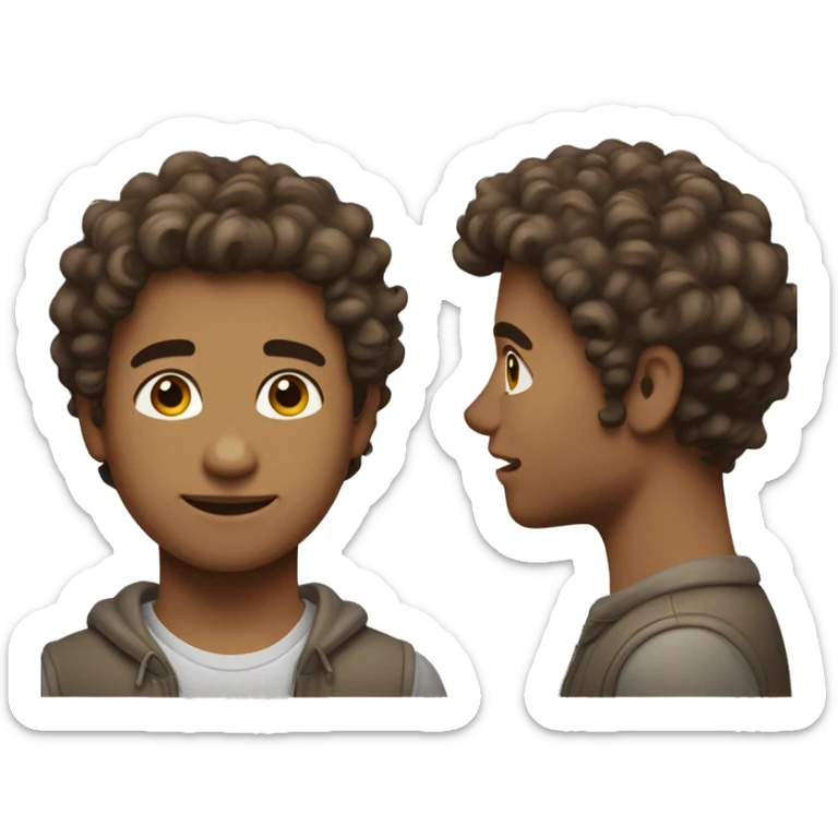 a guy with medium curly hair and has a light brown shade of skin loks like a teenager and it's a side profile  sticker