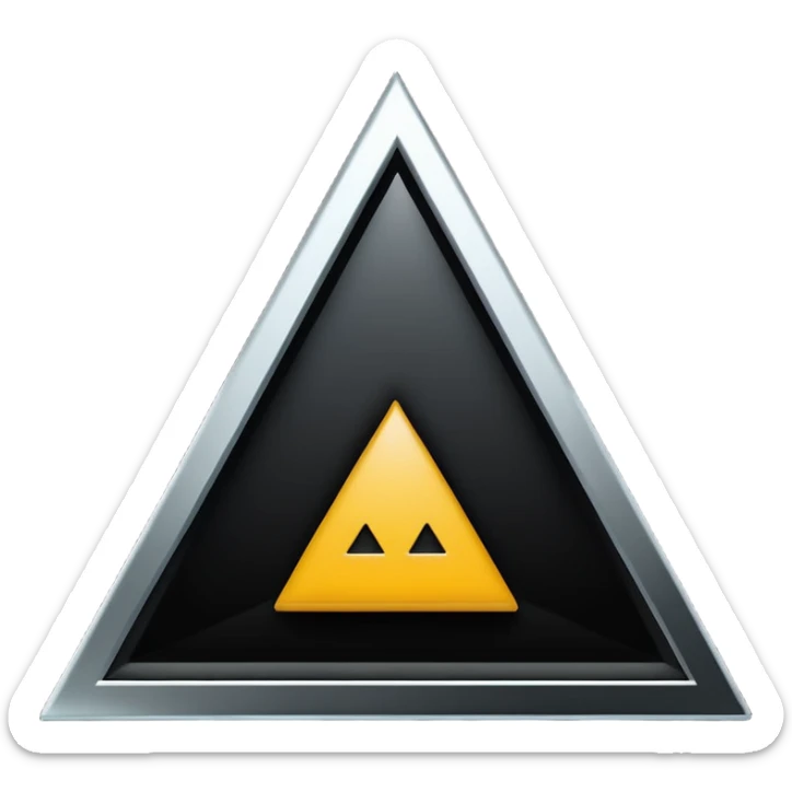Minimalist, high-contrast emoji logo representing the Dark Triad personality traits. A clean black triangle as the main shape, inside three original symbolic icons:psychopaty, narcissim and machiavellianism .Smooth vector style,dark aesthetic, 4K. sticker